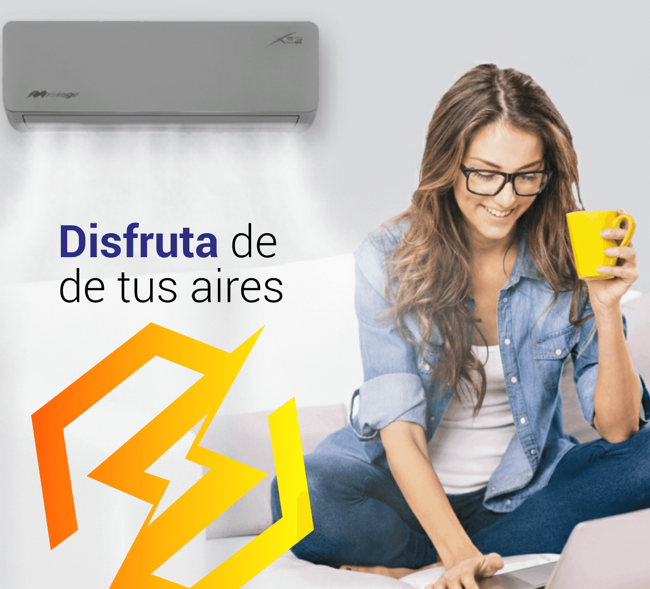 mujer disfruta su acire acondicionado